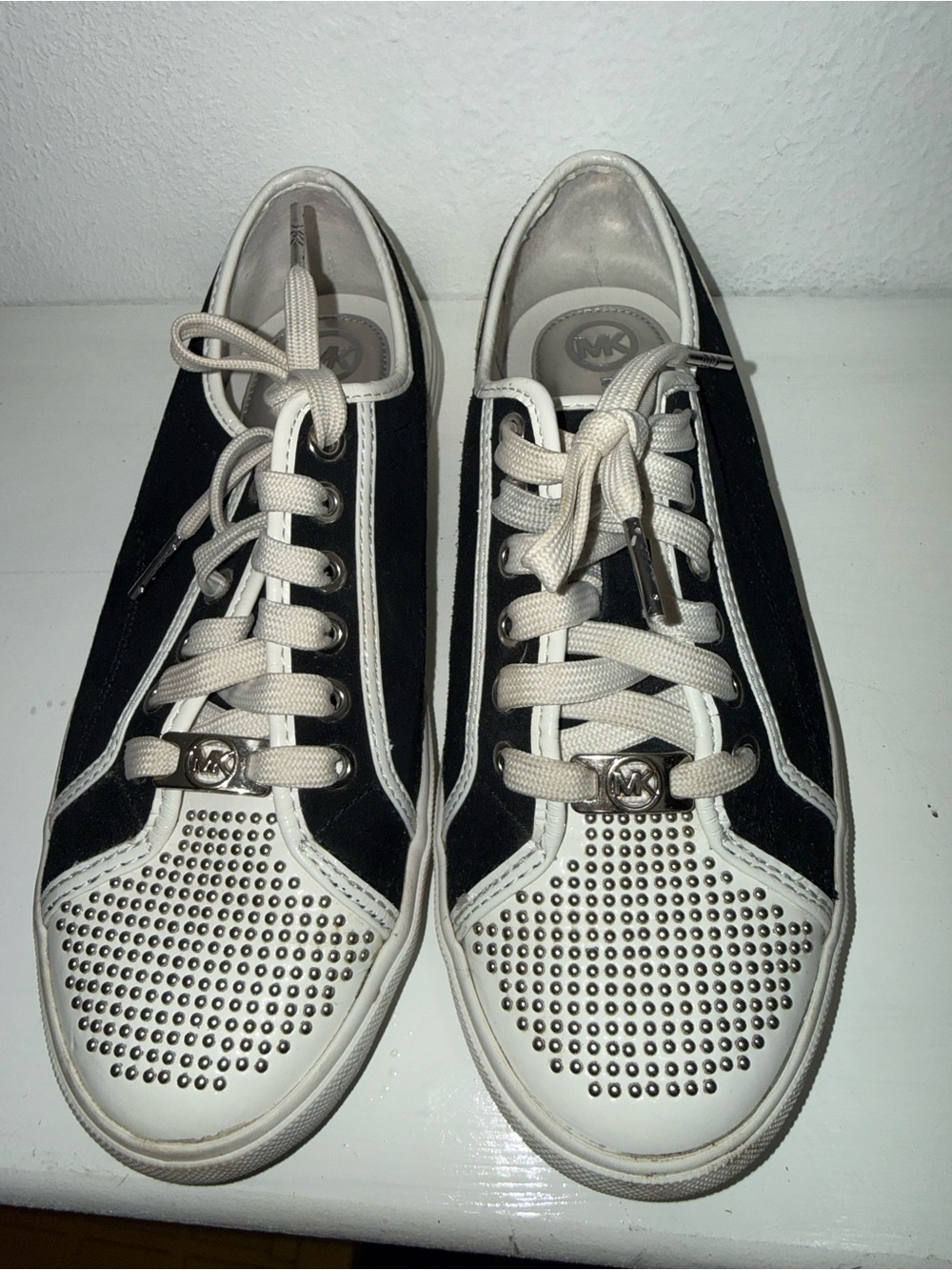 Michael Kors Black and White Studded Low-Top Sneakers